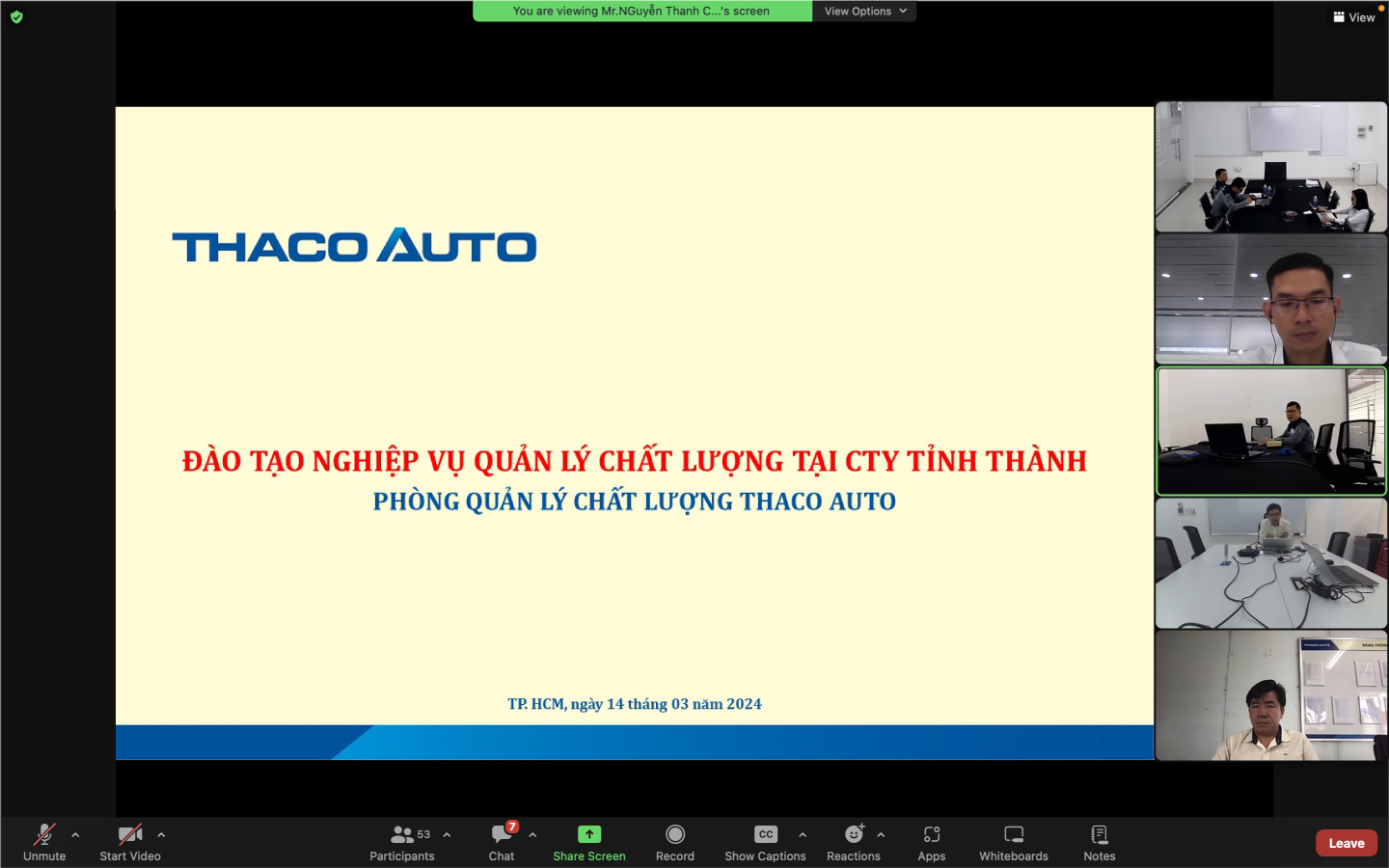 THACO AUTO Bình Phước tham gia chương trình đào tạo “Nghiệp vụ quản lý chất lượng xe cho nhân sự Quản lý Chất lượng Công ty tỉnh thành”