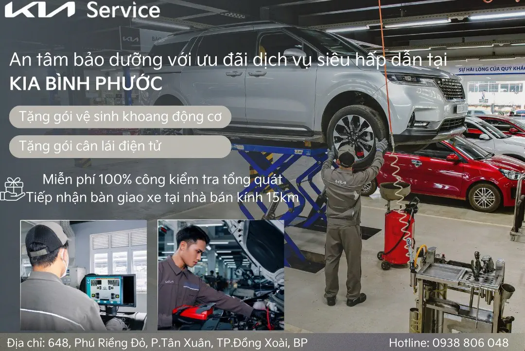 ƯU ĐÃI DÀNH CHO CÁC XE BẢO DƯỠNG VÀ SỬA CHỬA ĐỒNG SƠN THƯƠNG HIỆU KIA TẠI XƯỞNG BÌNH PHƯỚC